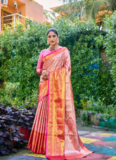 Peach Colour Saree Looking So Beautiful